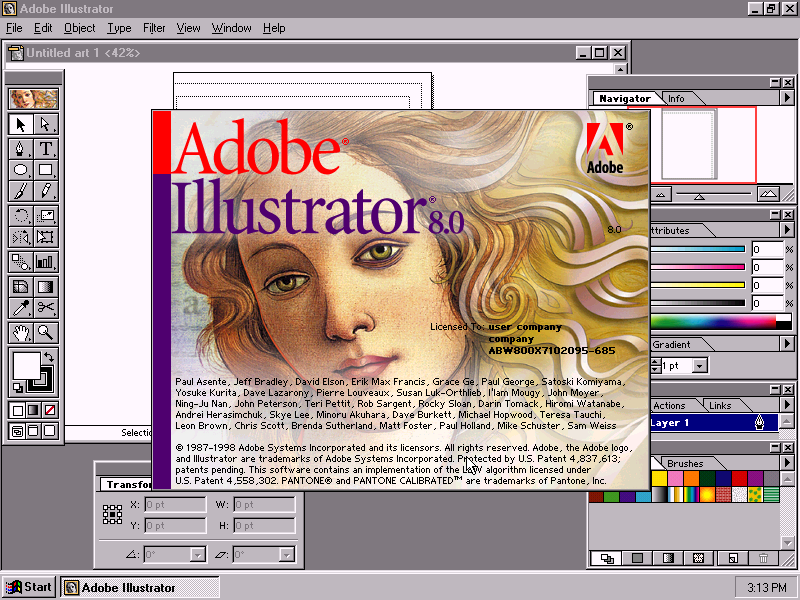 WinWorld: Adobe Illustrator 8.0